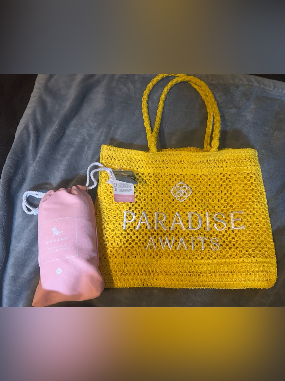 Rock & bay sand free, quick dry towel & Kendra Scott beach bag